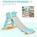 Scivolo per Bambini da 18 Mesi Pieghevole con 3 Scalini e Canestro Basket, 140x87x75cm, Blu e Grigio - Foto miniatura 2