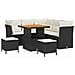 Set da Giardino 8 Pezzi con Cuscini Polyrattan Nero Acacia,  Set da Pranzo da Giardino 3 Pezzi con Cuscini Polyrattan Nero Acacia - Foto miniatura 1