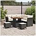Set da Giardino 8 Pezzi con Cuscini Polyrattan Nero Acacia,  Set da Pranzo da Giardino 3 Pezzi con Cuscini Polyrattan Nero Acacia - Foto miniatura 2