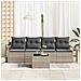 Set di divani da giardino  5 pezzi con cuscini Grigio chiaro Rattan sintetico, Divano da giardino  2 posti con storage e cuscini Grigio Rattan sintetico - Foto miniatura 3