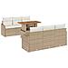 Set di divani da giardino 7 pezzi con cuscini beige, rattan in polietilene acacia,  Divano da giardino 2 posti con cuscini beige, rattan in polietilene - Foto miniatura 1