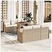 Set di divani da giardino 7 pezzi con cuscini beige, rattan in polietilene acacia,  Divano da giardino 2 posti con cuscini beige, rattan in polietilene - Foto miniatura 2