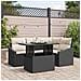 Set Divano da Giardino 5 Pezzi con Cuscini Rattan Poliestere Nero - Foto miniatura 2