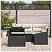 Set Divano da Giardino 5 Pezzi con Cuscini Rattan Poliestere Nero - Foto miniatura 3