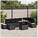 Set da Pranzo da Giardino in 8 Pezzi con Cuscini Nero Polyrattan Acacia - Foto miniatura 2