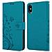 Cadorabo Custodia Compatibile Con Apple Iphone Xs In Blu Fiore - Coperchio Protettivo In Design Floreale Con Chiusura Magnetica, Funzione Stand E Slot Per Carte - Foto miniatura 11