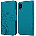 Cadorabo Custodia Compatibile Con Apple Iphone Xs In Blu Fiore - Coperchio Protettivo In Design Floreale Con Chiusura Magnetica, Funzione Stand E Slot Per Carte - Foto miniatura 3