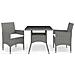 Set Mobili da Pranzo da Giardino 3 pz Grigio Polyrattan e Vetro - Foto miniatura 1