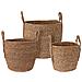 Set Di 3 Cestini Con Manici, Colore Marrone, Uso Universale, Varie Misure, Cestini Intrecciati - Foto miniatura 1