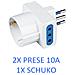 Sl10432 Presa Multipla Adattatore Con Spina 10a + 2 Prese 10a + 1 Schuko White - Foto miniatura 2