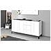 Credenza Paolo, Madia Da Cucina 3 Ante E 3 Cassetti, Buffet Da Soggiorno, 100% Made In Italy, Cm 160x40h82, Bianco Lucido E Ardesia - Foto miniatura 1