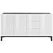 Credenza Paolo, Madia Da Cucina 3 Ante E 3 Cassetti, Buffet Da Soggiorno, 100% Made In Italy, Cm 160x40h82, Bianco Lucido E Ardesia - Foto miniatura 4