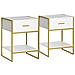 Set 2 Comodini Moderni Con Cassetto E Ripiano Aperto In Mdf E Acciaio, 45x40x60cm, Bianco E Oro - Foto miniatura 1