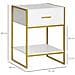 Set 2 Comodini Moderni Con Cassetto E Ripiano Aperto In Mdf E Acciaio, 45x40x60cm, Bianco E Oro - Foto miniatura 3