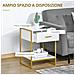 Set 2 Comodini Moderni Con Cassetto E Ripiano Aperto In Mdf E Acciaio, 45x40x60cm, Bianco E Oro - Foto miniatura 5