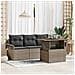 Set di divani da giardino  5 pezzi con cuscini Grigio in rattan PE, Divano da giardino  con spazio di stoccaggio e cuscini Grigio in rattan PE - Foto miniatura 5