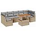 Set divano da giardino di 8 pezzi con cuscini in polyrattan beige e acacia, Divano da giardino per 2 persone con cuscini in polyrattan beige - Foto miniatura 1