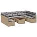 Set Divano da Giardino 10 Pezzi con Cuscini in Rattan Polyrattan Nero, Divano da Giardino 2 Posti con Cuscini in Rattan Polyrattan Beige - Foto miniatura 1