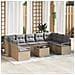 Set Divano da Giardino 10 Pezzi con Cuscini in Rattan Polyrattan Nero, Divano da Giardino 2 Posti con Cuscini in Rattan Polyrattan Beige - Foto miniatura 2