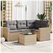 Set Divano da Giardino 5 pz con Cuscini Beige in Polyrattan - Foto miniatura 2