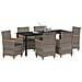 Set da Pranzo per Giardino 7 pcs Grigio polyrattan - Foto miniatura 3