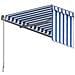 Tenda da Sole Retrattile Manuale con Parasole 3x2,5m Blu Bianca - Foto miniatura 5