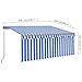 Tenda da Sole Retrattile Manuale con Parasole 3x2,5m Blu Bianca - Foto miniatura 6