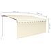 Tenda da Sole Retrattile Manuale con LED 3,5x2,5 m Crema - Foto miniatura 7