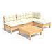 Set Divani da Giardino 5 pz con Cuscini Crema Massello di Pino - Foto miniatura 2
