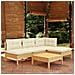 Set Divani da Giardino 5 pz con Cuscini Crema Massello di Pino - Foto miniatura 1