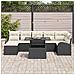 Set da giardino 8 pezzi di con cuscini in rattan sintetico nero - Foto miniatura 3