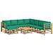 Set Salotto da Giardino 9pz con Cuscini Verdi Bambù - Foto miniatura 1