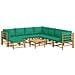 Set Salotto da Giardino 9pz con Cuscini Verdi Bambù - Foto miniatura 3