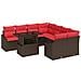 Set Divano da Giardino 9 pz Marrone e Rosso polyrattan - Foto miniatura 1