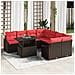Set Divano da Giardino 9 pz Marrone e Rosso polyrattan - Foto miniatura 7