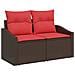 Set Divano da Giardino 9 pz Marrone e Rosso polyrattan - Foto miniatura 9