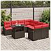 Set Divano da Giardino 9 pz Marrone e Rosso polyrattan - Foto miniatura 10