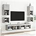 Mobili TV a Parete con Luci LED 2pz Grigio Cemento 30x28,5x30cm - Foto miniatura 5