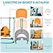 Scivolo per Bambini 4 anni max con Altalena, Canestro, Porta e Anelli, in HDPE e PP, 210x186x133 cm - Foto miniatura 2