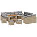 Set di divani da giardino da 14 pezzi con cuscini in rattan poliestere beige,  Divano da giardino per 2 persone con spazio di stoccaggio e cuscini beige in polyrattan,  Set da pranzo da giardino da 4 pezzi con cuscini in rattan poliestere beige - Foto miniatura 1