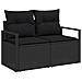 Set di divani da giardino  5 pezzi con cuscini Nero Polirattan Acacia, Divano da giardino 2 posti  con cuscini Nero Polirattan - Foto miniatura 4