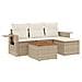 Set Divano da Giardino 5 pz con Cuscini Beige in Polyrattan - Foto miniatura 1
