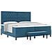 Letto Box Spring con Materasso & Panca Blu Scuro 200x200 cm Velluto - Foto miniatura 1