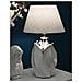 Lampada Da Tavolo Shiney In Ceramica Bianca E Argento Con Paralume In Tessuto - Foto miniatura 5