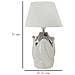 Lampada Da Tavolo Shiney In Ceramica Bianca E Argento Con Paralume In Tessuto - Foto miniatura 6