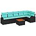 Set Divano da Giardino 7 pcs Nero e Turchese polyrattan - Foto miniatura 1