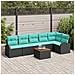 Set Divano da Giardino 7 pcs Nero e Turchese polyrattan - Foto miniatura 2
