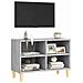 Mobile Tv Gambe In Legno Massello Grigio Sonoma 69,5x30x50 Cm - Foto miniatura 3