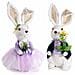 Coppia Di Conigli Pasquali In Fibra Naturale Decorazioni Per Casa E Negozi Idea Regalo Pasqua Set Da 2 - Foto miniatura 1