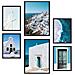Set Di 6 Stampe Grecia Immagini Stampe Artistiche Da Parete Decorazione Poster Design D'interni Nella Galleria D'arte A3 & A4 Cornice Nera - Foto miniatura 1